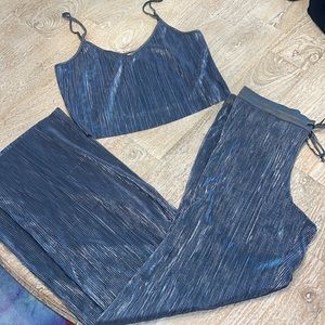 Victoria Secret Shine Pleated Lounge Pants and top set